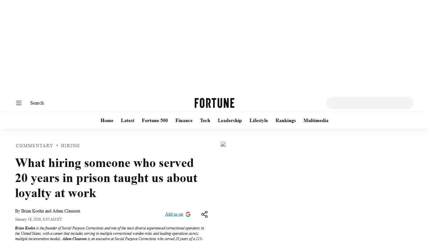 What hiring someone who served 20 years in prison taught us about loyalty at work | Fortune